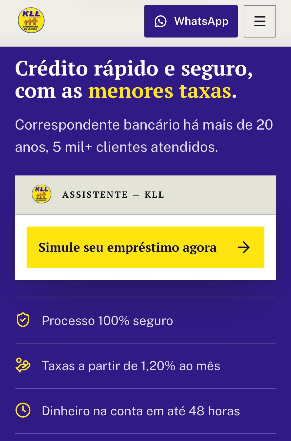 Site da KLL Promotora